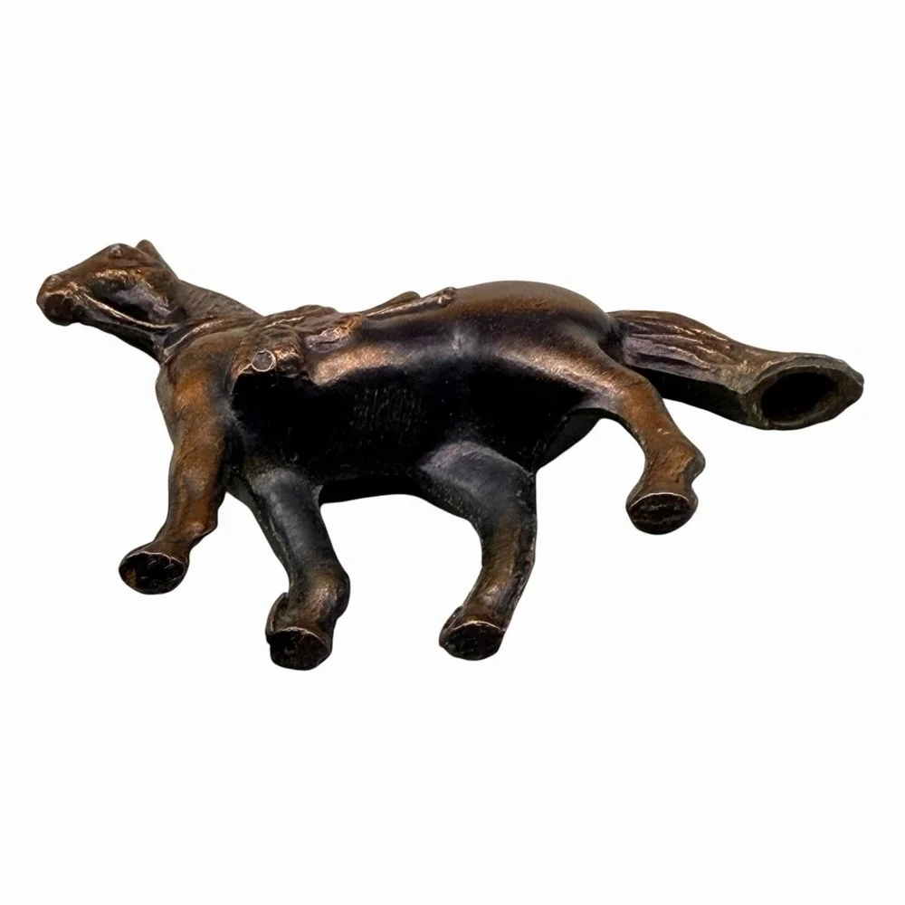 Vintage Miniature Saddled Horse Figurine Cast Metal Bronze Finish Western 3.5